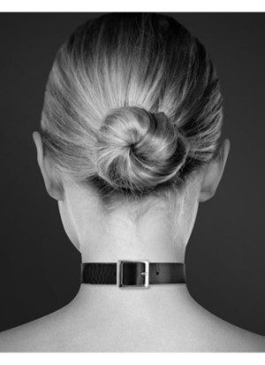 Collier en cuir noir SM avec anneau métal argenté pour laisse - CC6060010010